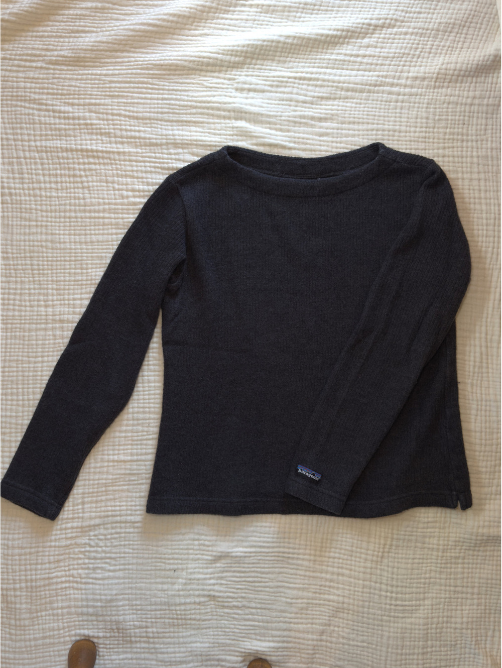 Vintage Patagonia Wool Blend Fleece Lined Ribbed Sweater Charcoal Gray Large